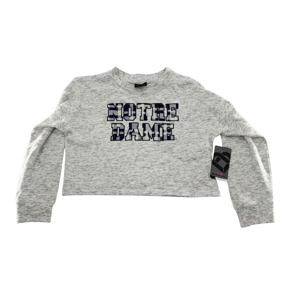 Colosseum Notre Dame Sweatshirt Girls M 7-8 Gray Cropped Space Dye NWT